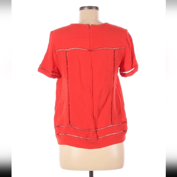 MICHAEL Michael Kors Bright Orange Short Sleeve 100% Rayon Blouse Size M - Picture 2 of 9